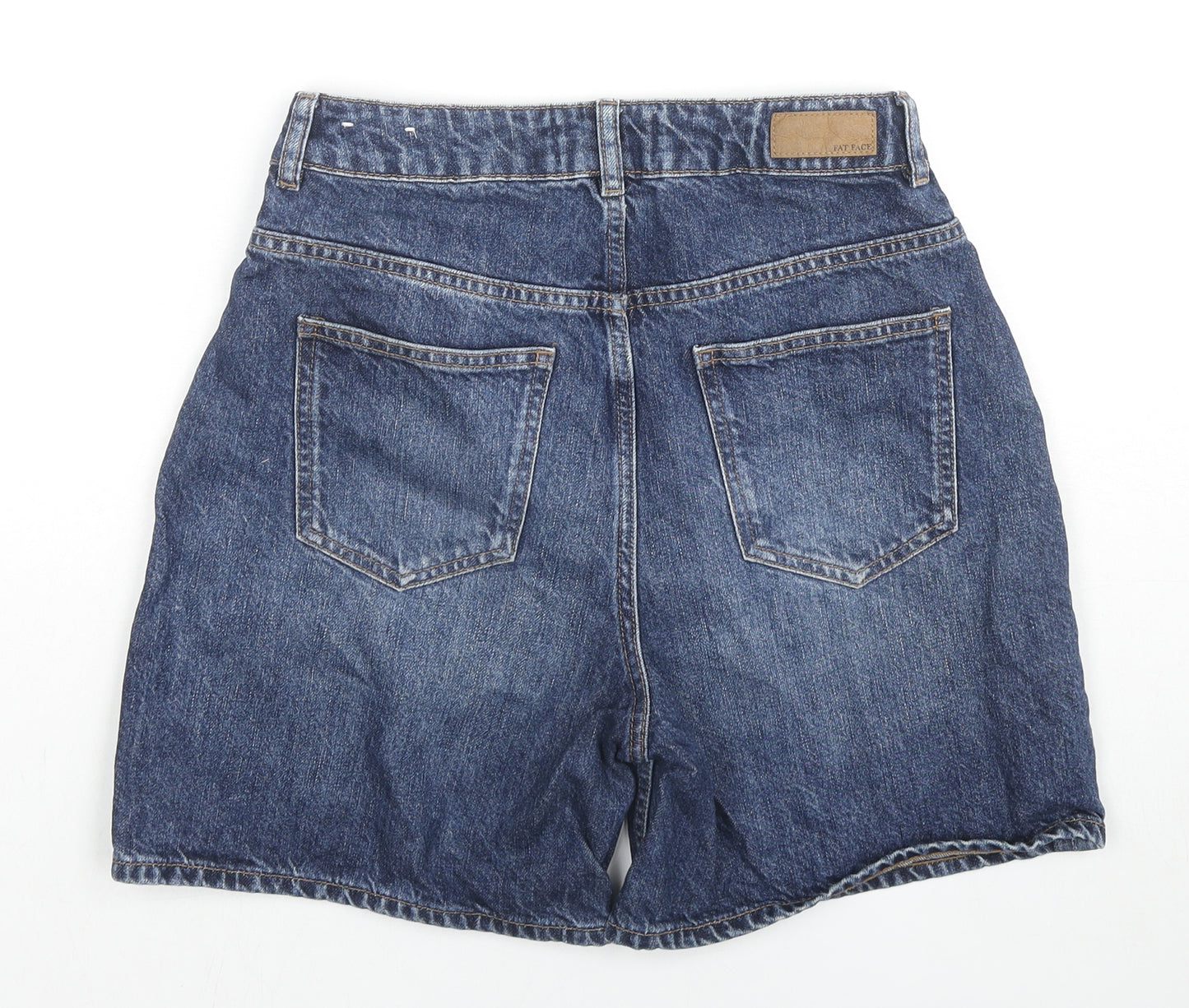 Fat Face Womens Blue Cotton Boyfriend Shorts Size 8 L6 in Regular Zip
