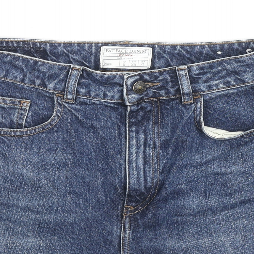 Fat Face Womens Blue Cotton Boyfriend Shorts Size 8 L6 in Regular Zip