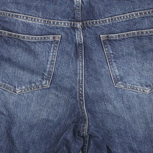 Fat Face Womens Blue Cotton Boyfriend Shorts Size 8 L6 in Regular Zip