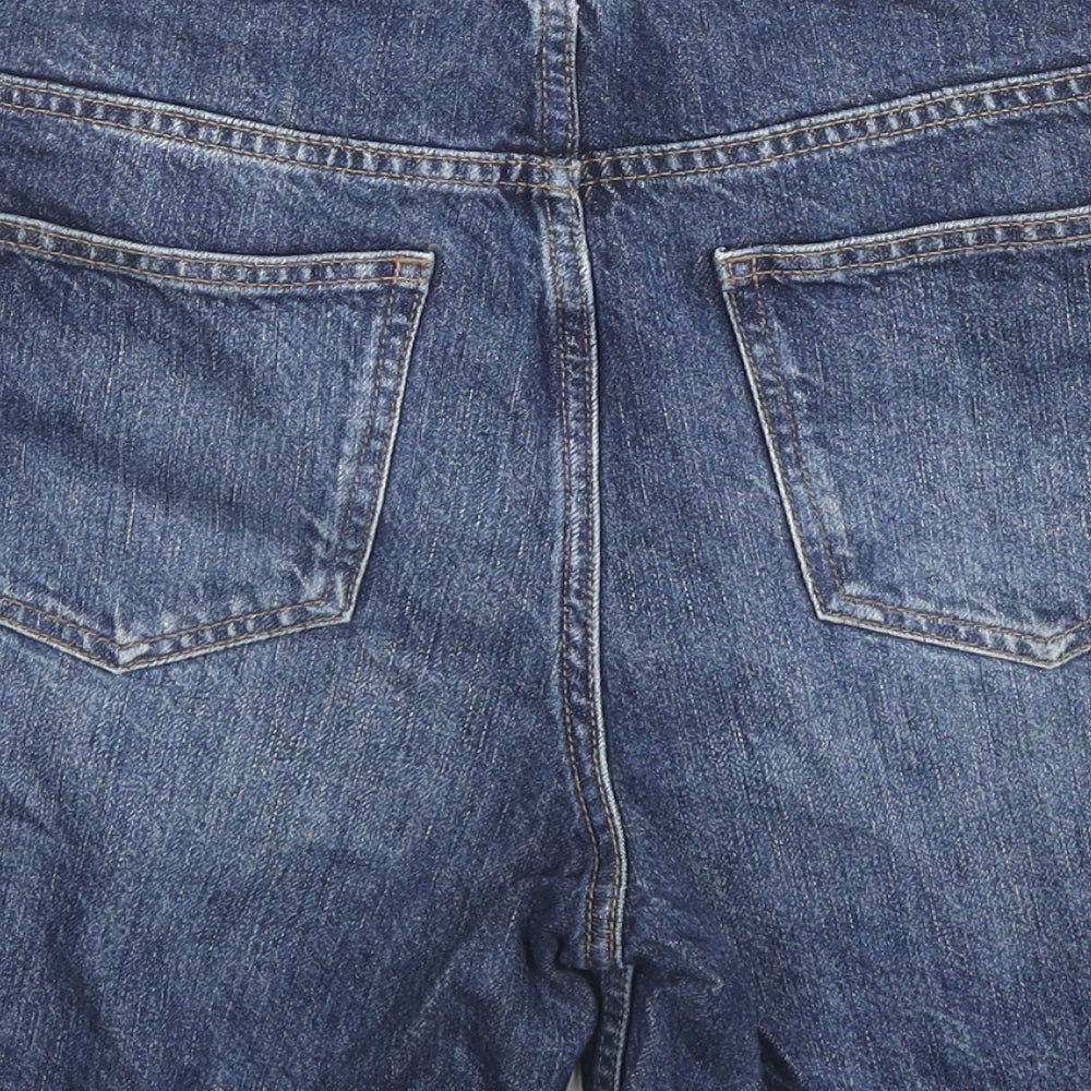 Fat Face Womens Blue Cotton Boyfriend Shorts Size 8 L6 in Regular Zip