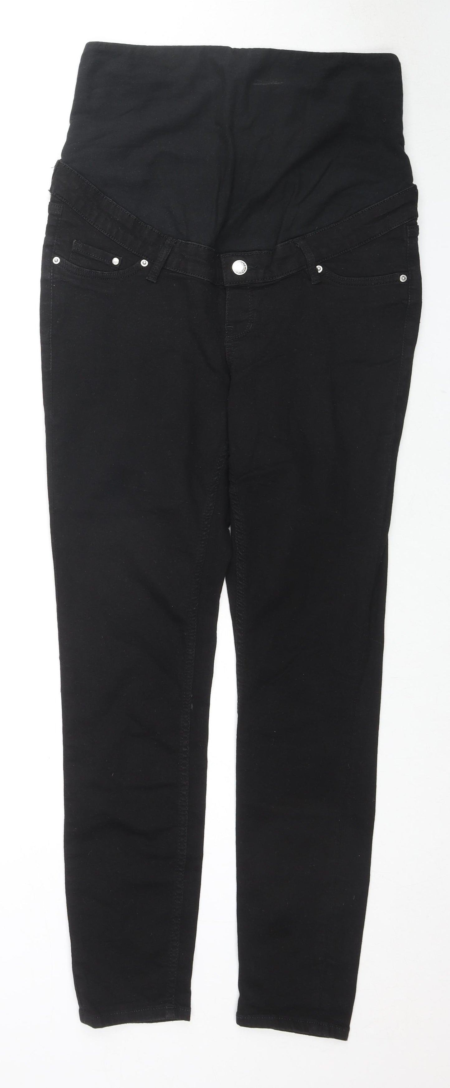 H&M Womens Black Cotton Skinny Jeans Size M L28 in Regular Zip