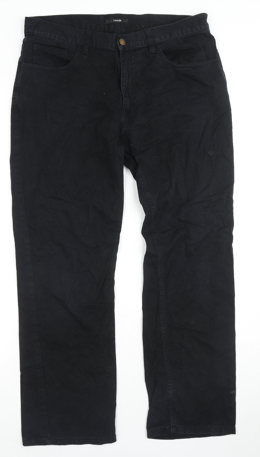 George Womens Black Cotton Straight Jeans Size 34 in L29 in Regular Zip