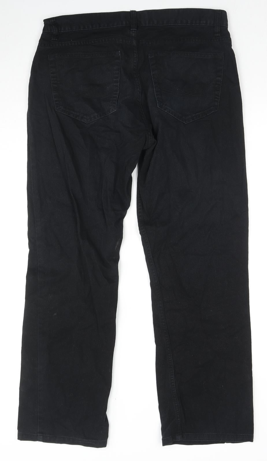 George Womens Black Cotton Straight Jeans Size 34 in L29 in Regular Zip