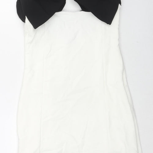 Zara Womens White Polyester Mini Size M Sweetheart Zip - Strapless
