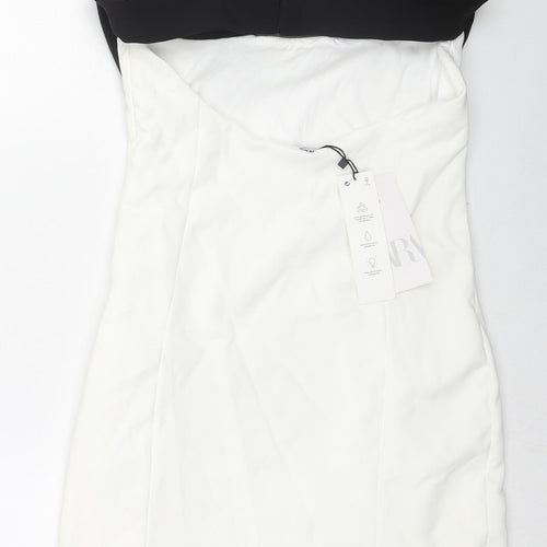 Zara Womens White Polyester Mini Size M Sweetheart Zip - Strapless