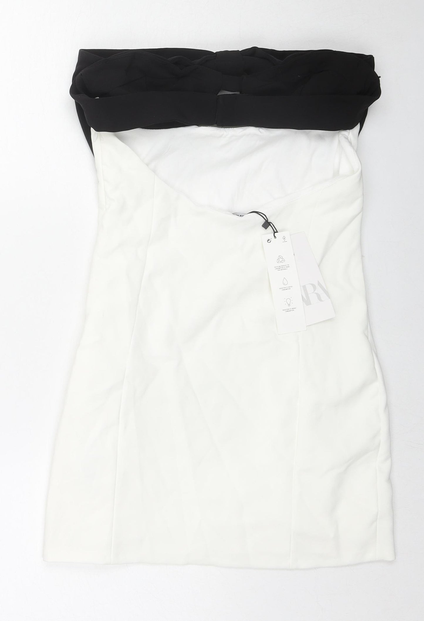 Zara Womens White Polyester Mini Size M Sweetheart Zip - Strapless