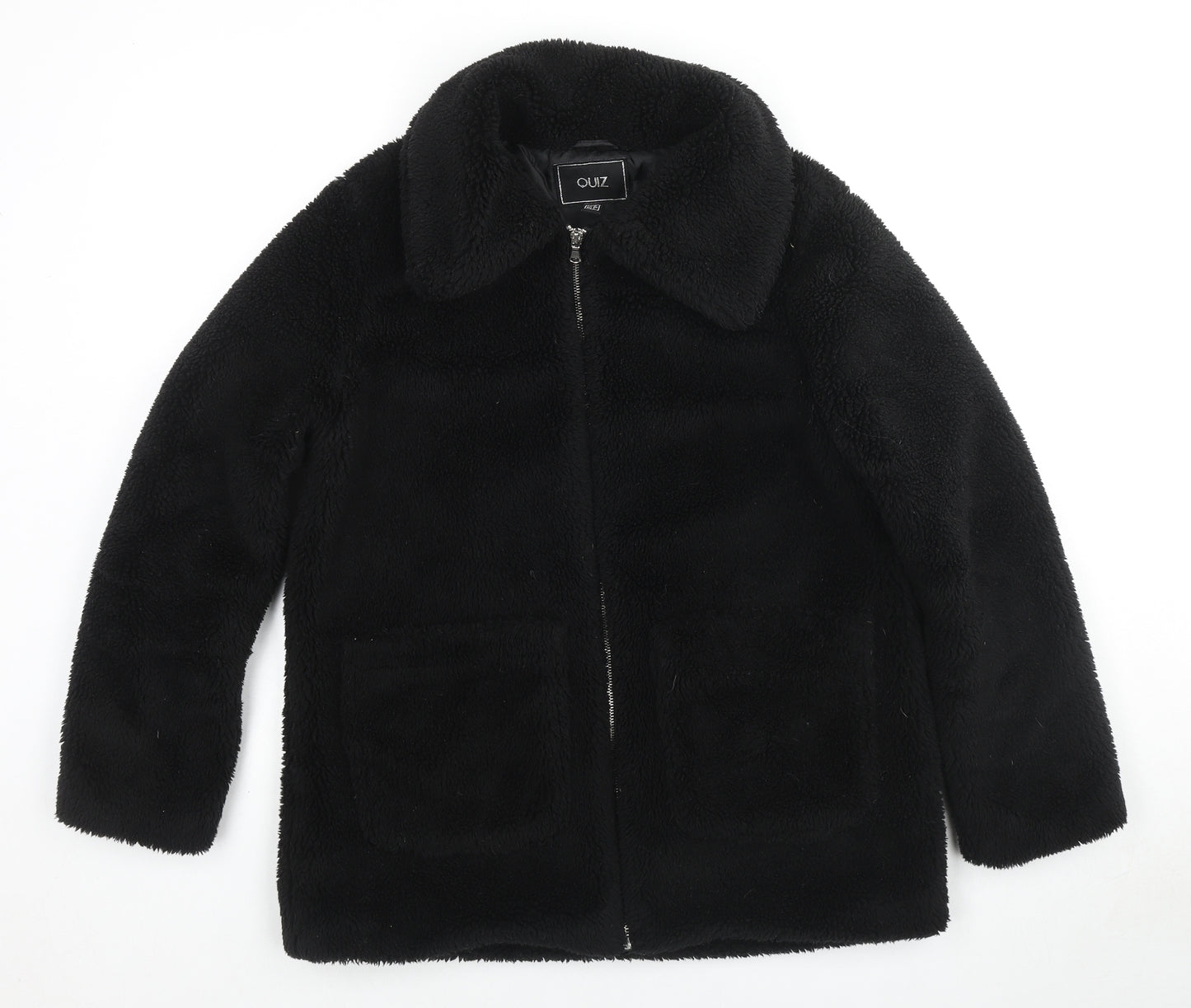 Quiz Womens Black Jacket Coat Size 10 Zip