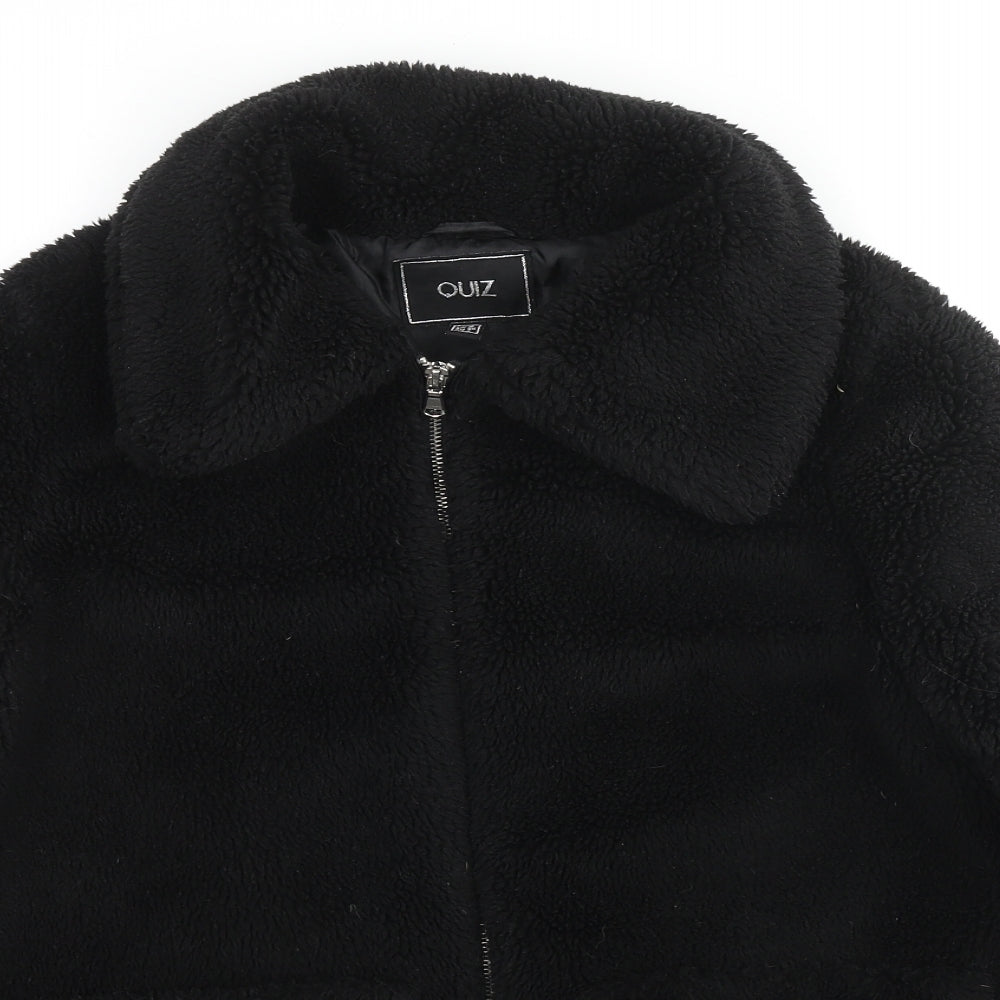 Quiz Womens Black Jacket Coat Size 10 Zip