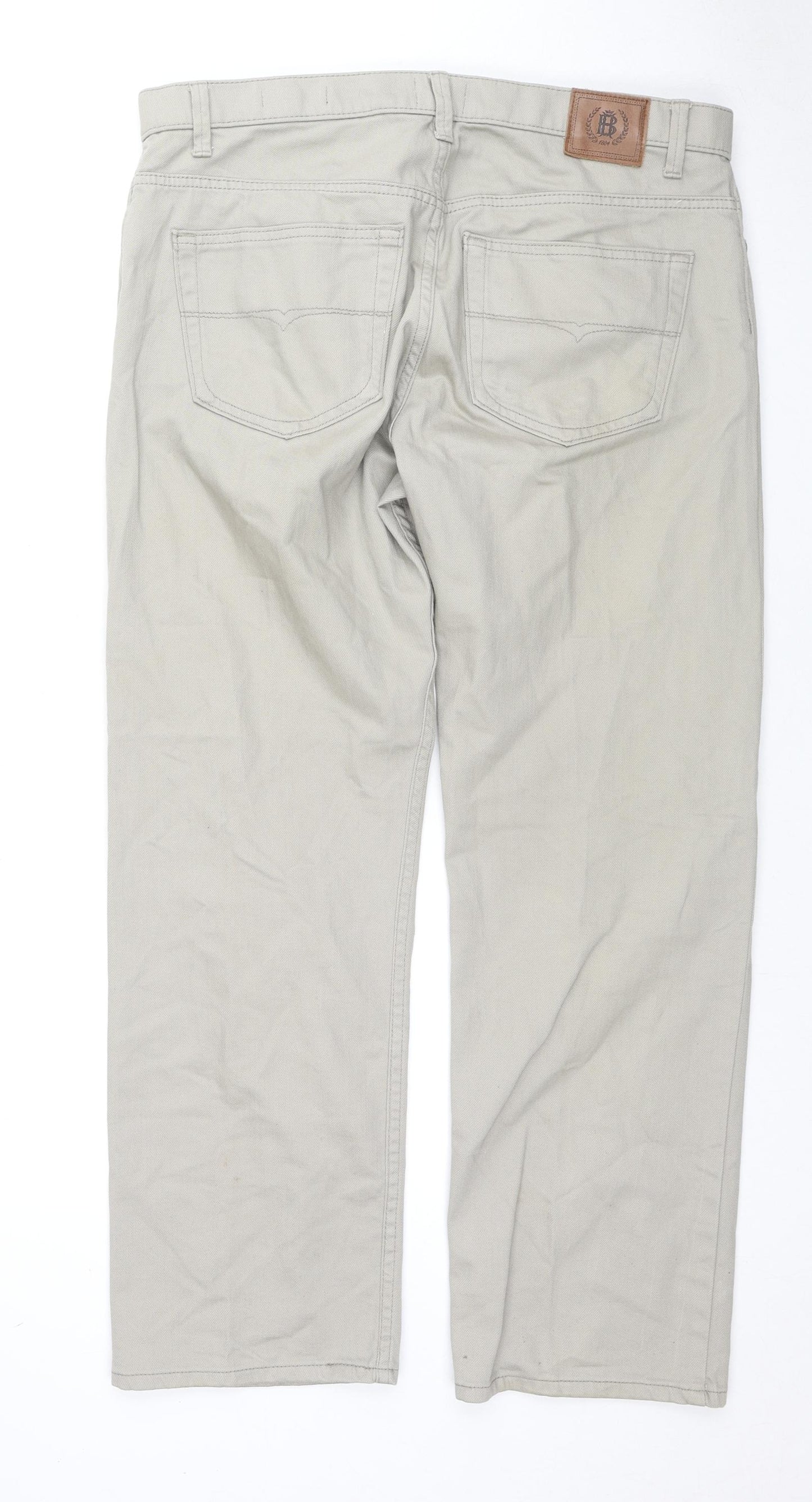 Blue Harbour Mens Beige Cotton Straight Jeans Size 36 in L29 in Regular Zip