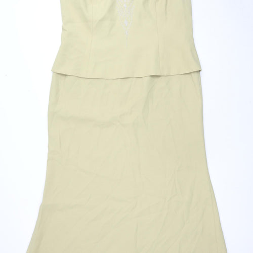 Karen Miller Womens Yellow Polyester Maxi Size 18 V-Neck Zip