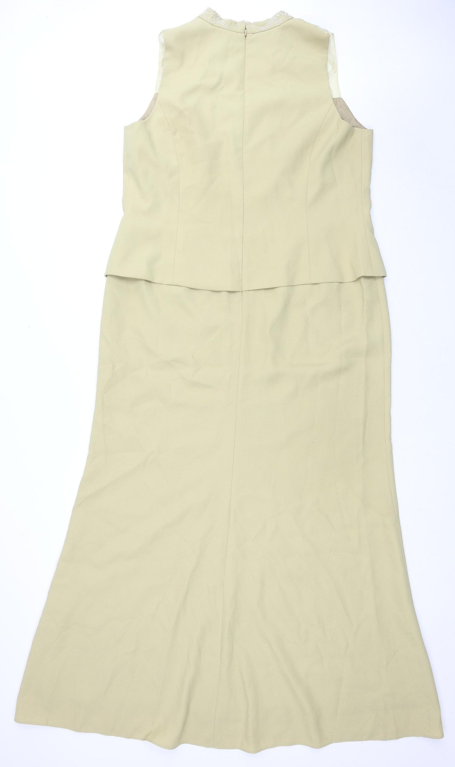 Karen Miller Womens Yellow Polyester Maxi Size 18 V-Neck Zip