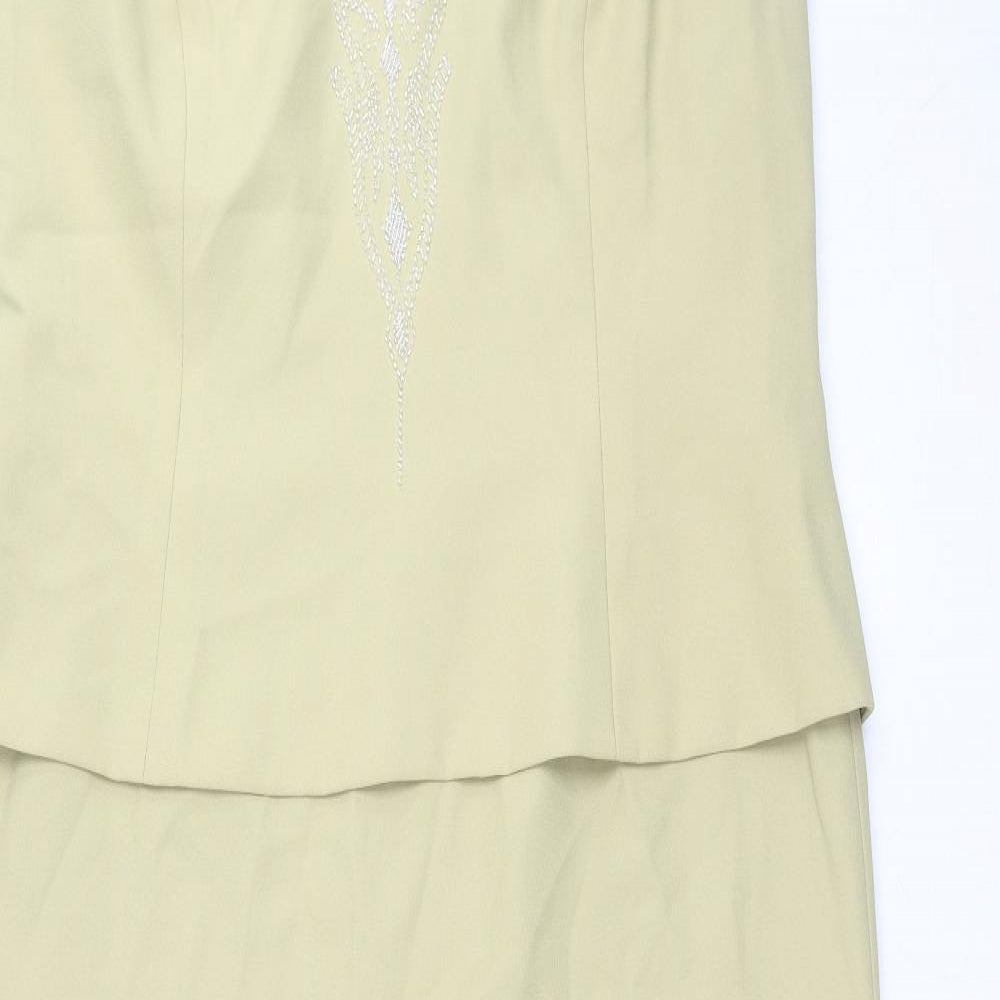 Karen Miller Womens Yellow Polyester Maxi Size 18 V-Neck Zip