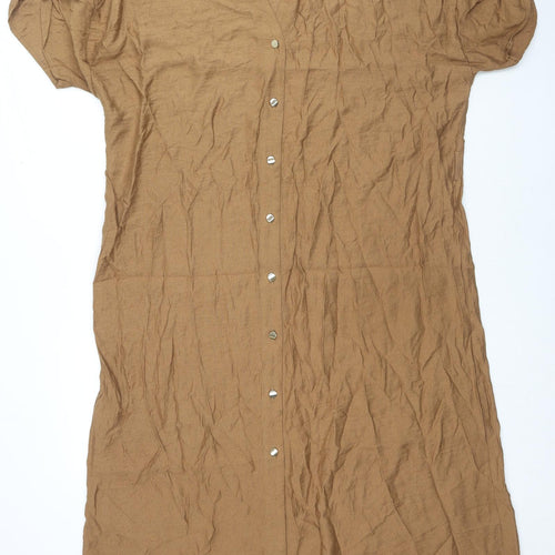 Zara Womens Brown Viscose Maxi Size 2XL Collared Button