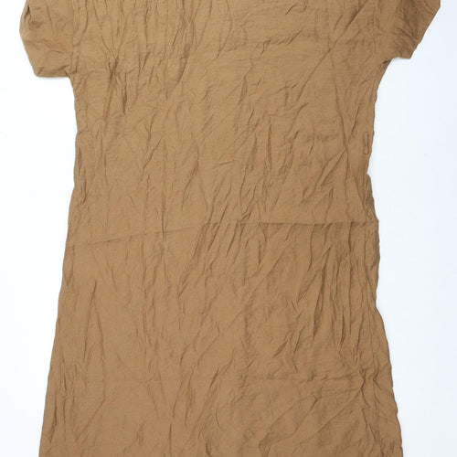 Zara Womens Brown Viscose Maxi Size 2XL Collared Button
