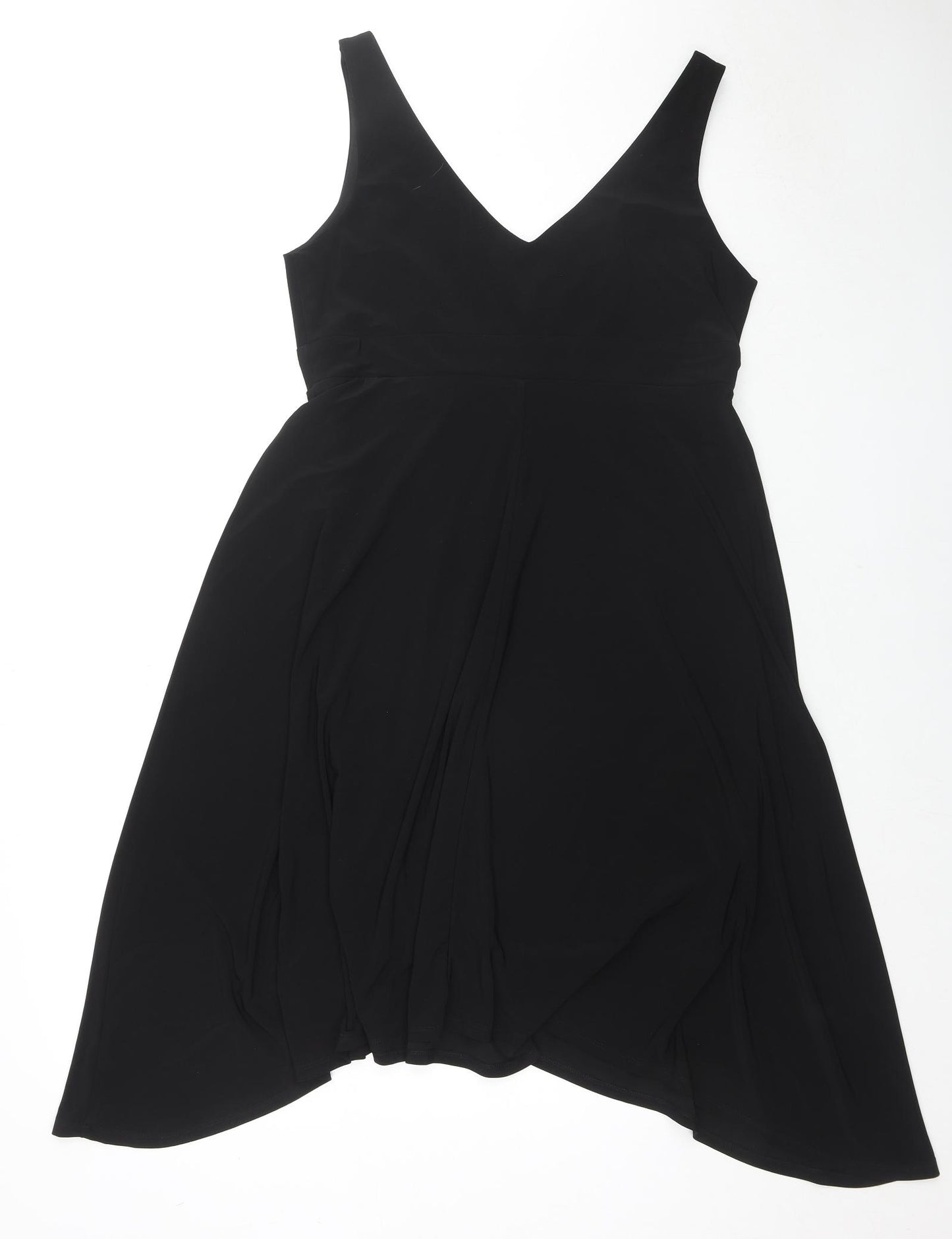 Ronni Nicole Womens Black Polyester Tank Dress Size 16 V-Neck Pullover - Beaded Detail