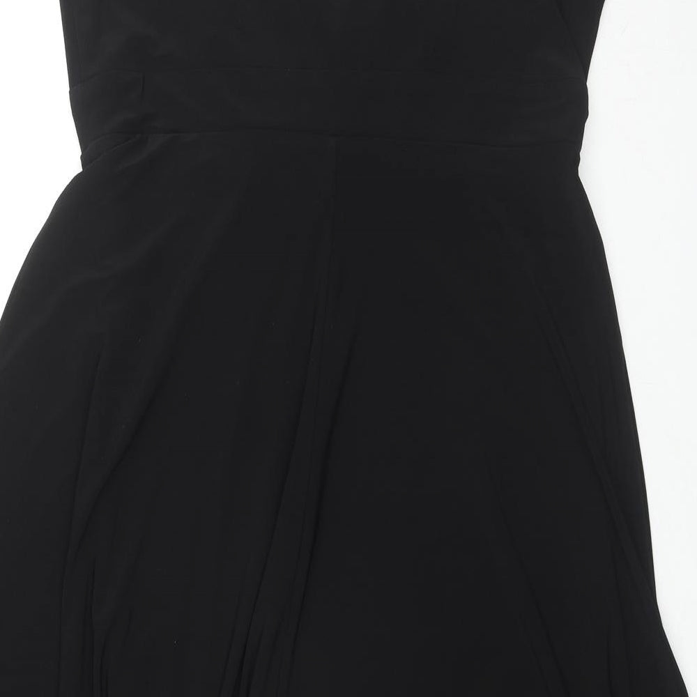 Ronni Nicole Womens Black Polyester Tank Dress Size 16 V-Neck Pullover - Beaded Detail