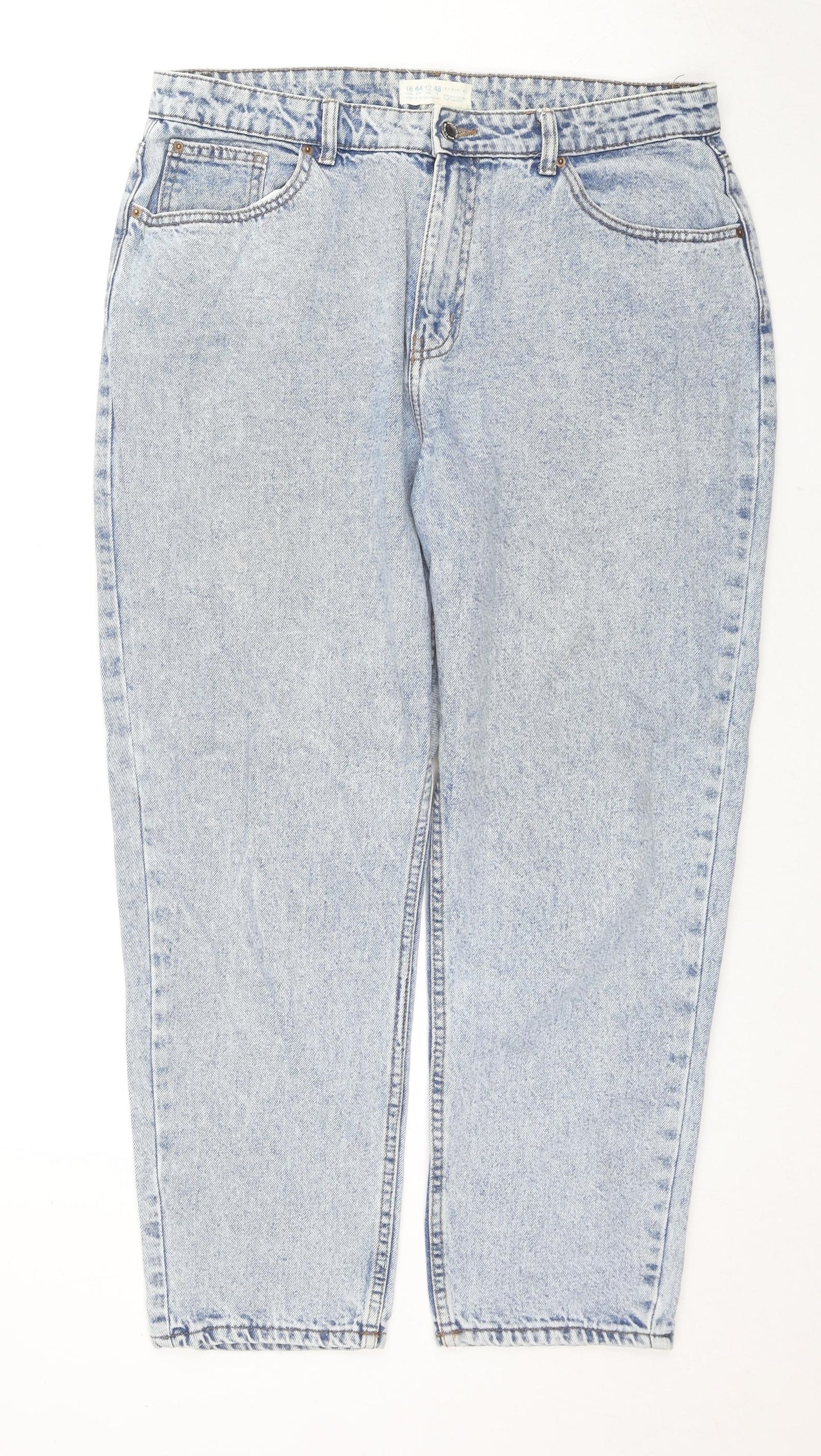 Denim & Co. Womens Blue Cotton Straight Jeans Size 16 L26 in Regular Zip