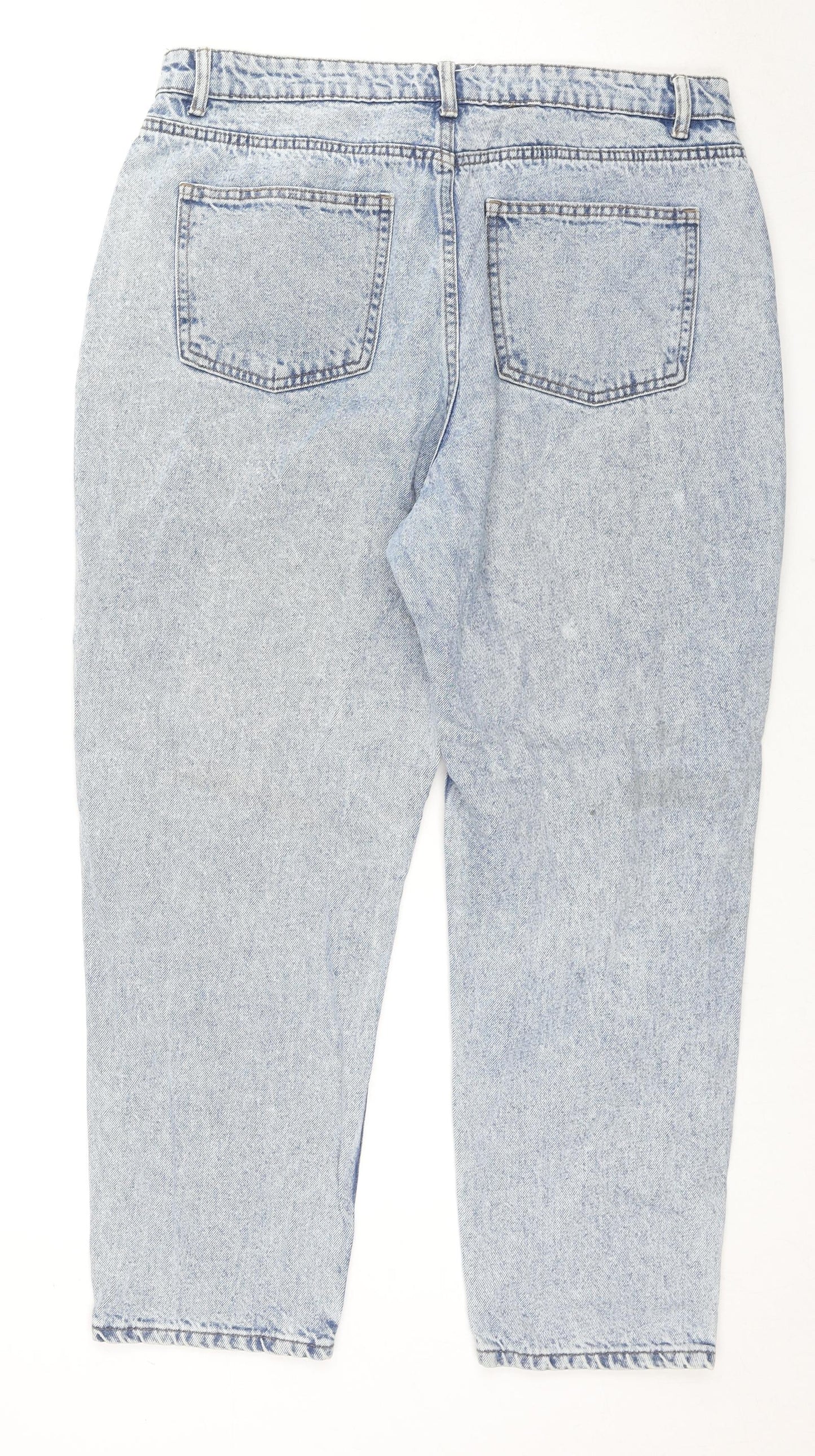 Denim & Co. Womens Blue Cotton Straight Jeans Size 16 L26 in Regular Zip