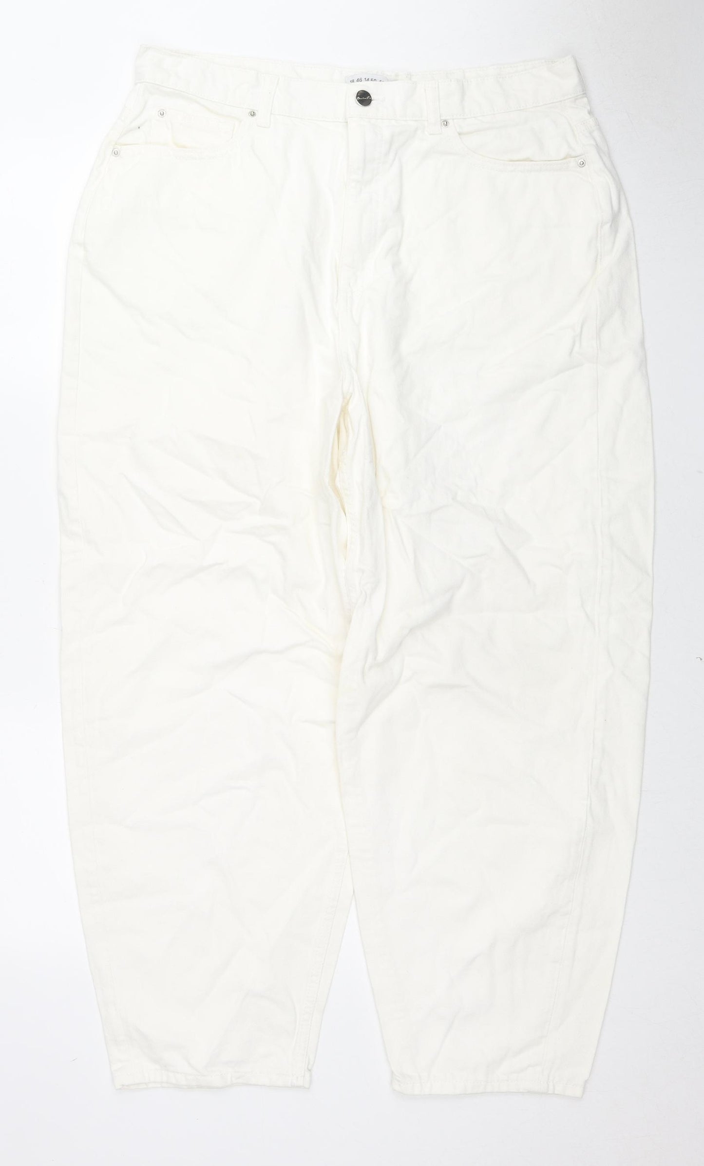 Denim & Co. Womens White Cotton Straight Jeans Size 18 L28 in Regular Zip
