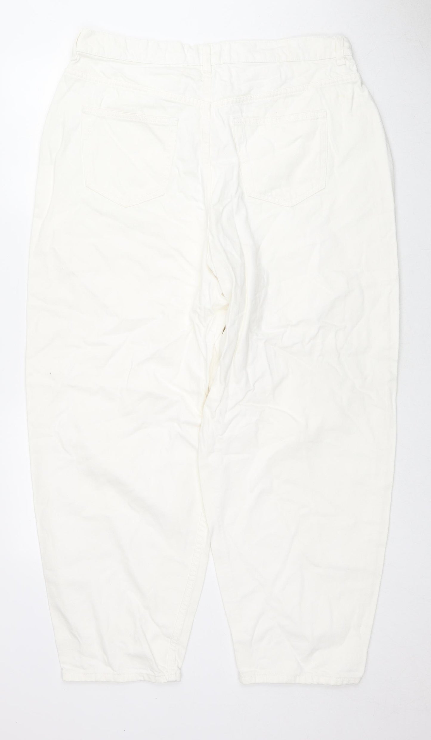 Denim & Co. Womens White Cotton Straight Jeans Size 18 L28 in Regular Zip