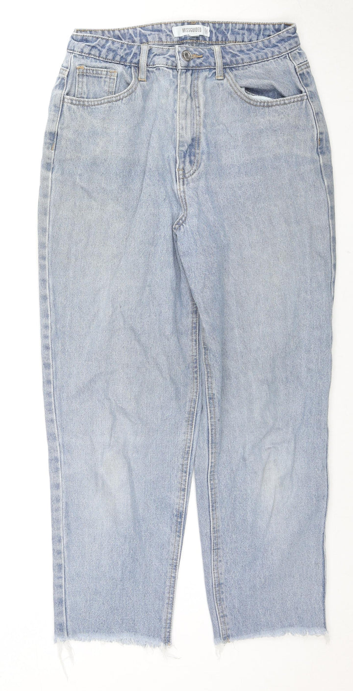 Missguided Womens Blue Cotton Straight Jeans Size 6 L23 in Regular Zip