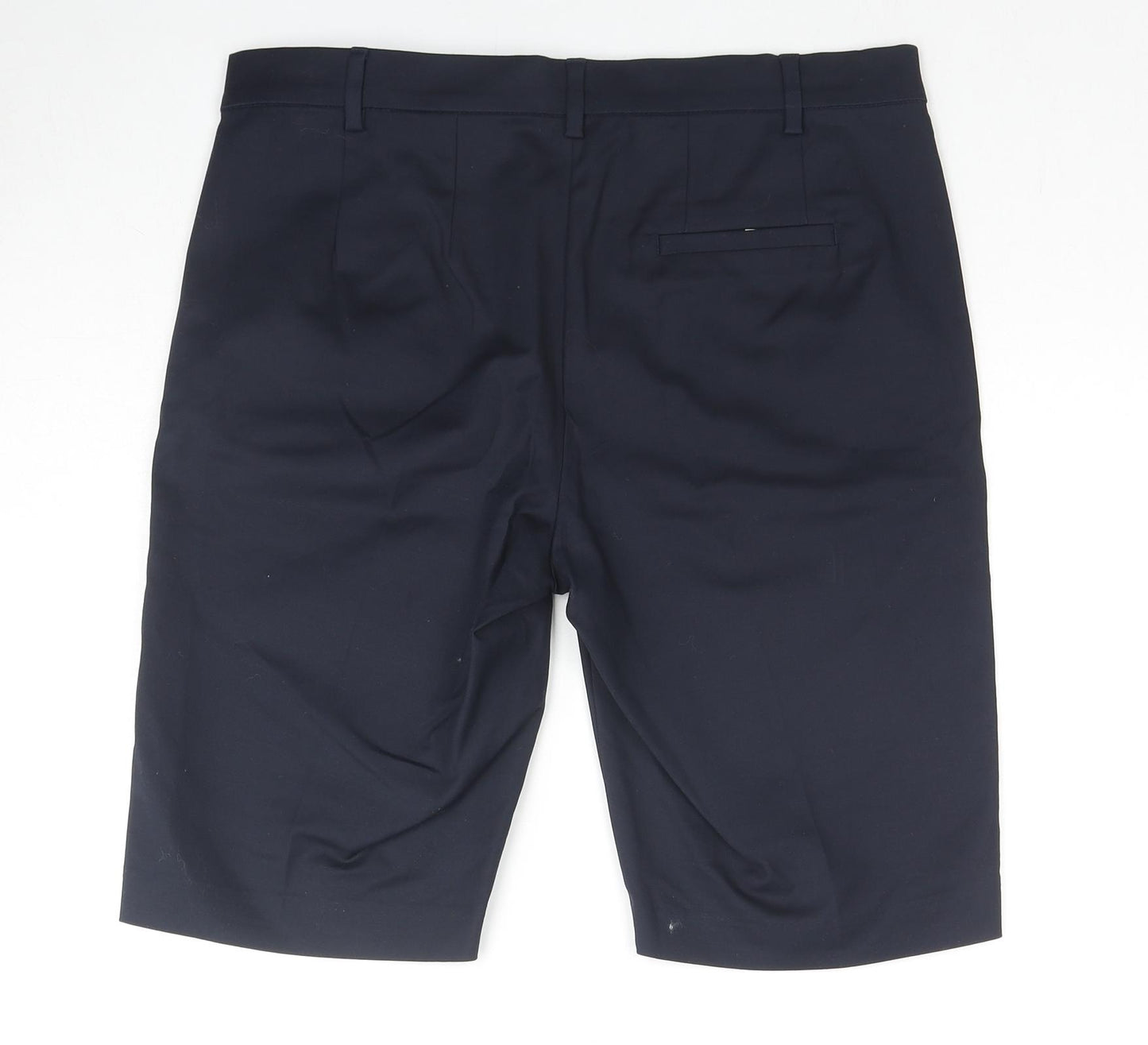Marks and Spencer Womens Blue Cotton Chino Shorts Size 14 L10 in Regular Zip