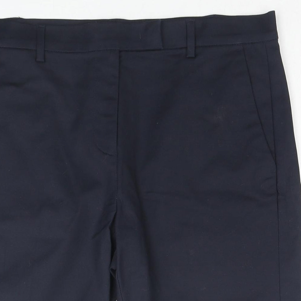 Marks and Spencer Womens Blue Cotton Chino Shorts Size 14 L10 in Regular Zip