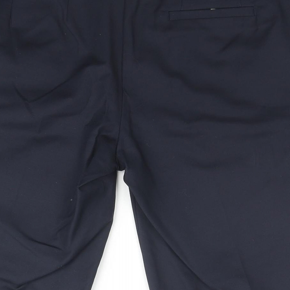 Marks and Spencer Womens Blue Cotton Chino Shorts Size 14 L10 in Regular Zip