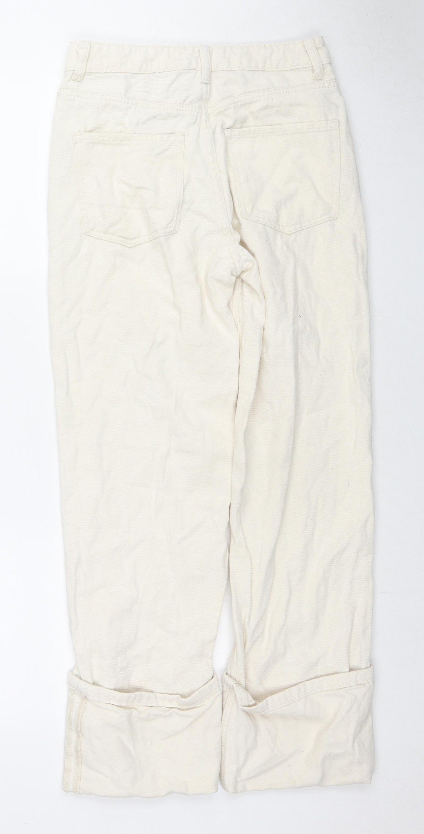 Warehouse Womens Beige Cotton Tapered Jeans Size 6 L26 in Regular Zip