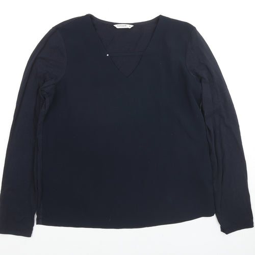 Tatuum Womens Blue Cotton Basic Blouse Size M V-Neck