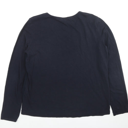Tatuum Womens Blue Cotton Basic Blouse Size M V-Neck