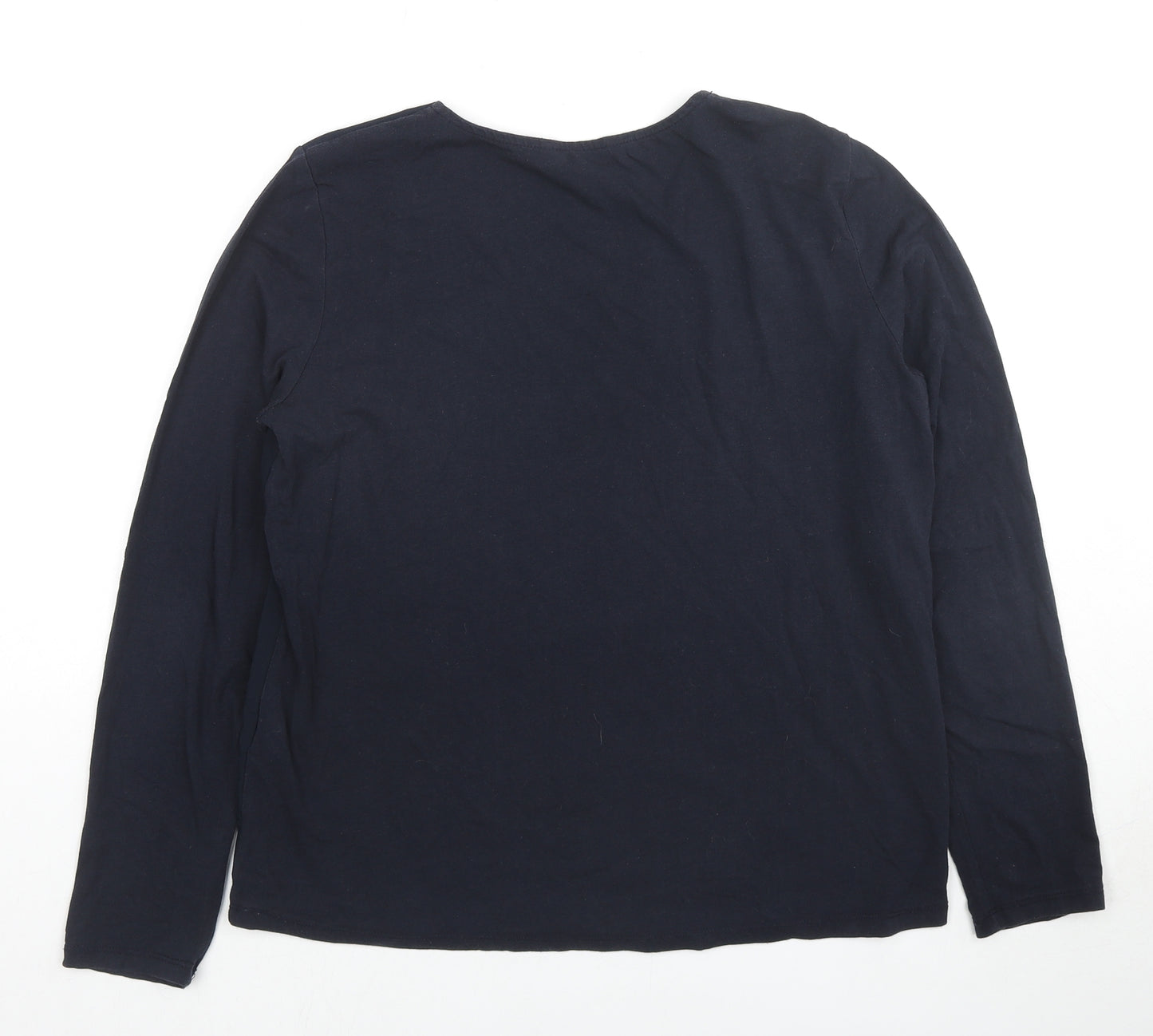 Tatuum Womens Blue Cotton Basic Blouse Size M V-Neck