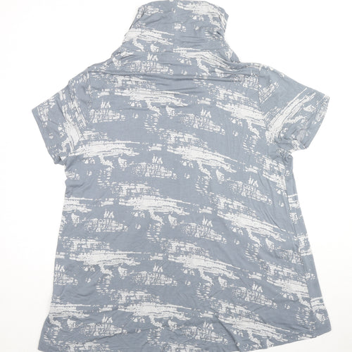 Tara Clothing Womens Grey Geometric Viscose Basic T-Shirt Size M Cowl Neck - Size M/L