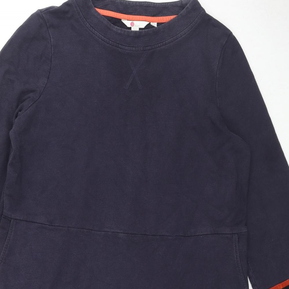 Boden Womens Blue Cotton Jumper Dress Size 16 Round Neck Pullover