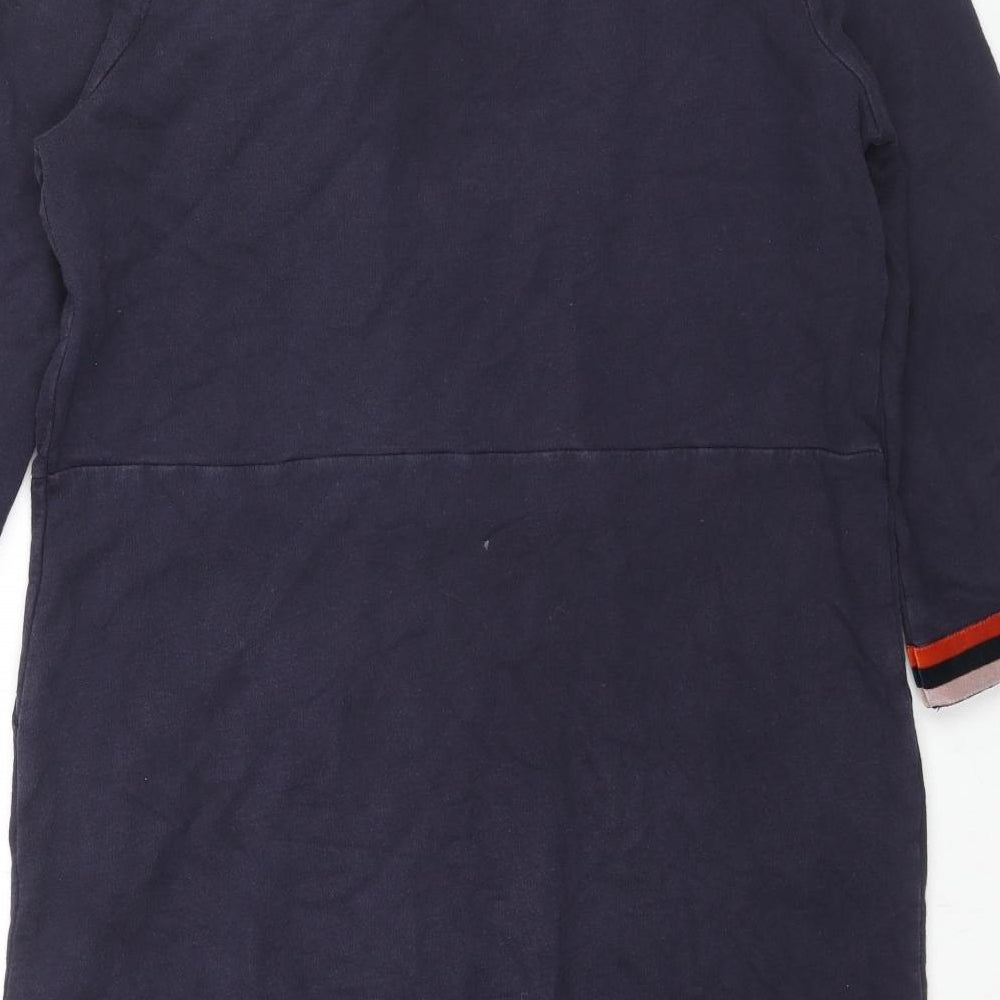Boden Womens Blue Cotton Jumper Dress Size 16 Round Neck Pullover