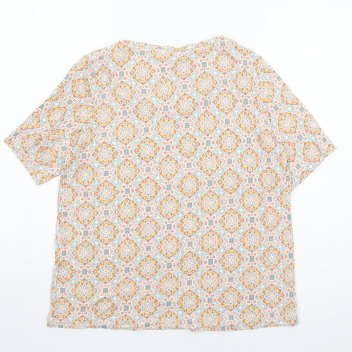 Classic Womens Multicoloured Geometric Viscose Basic T-Shirt Size 14 Round Neck