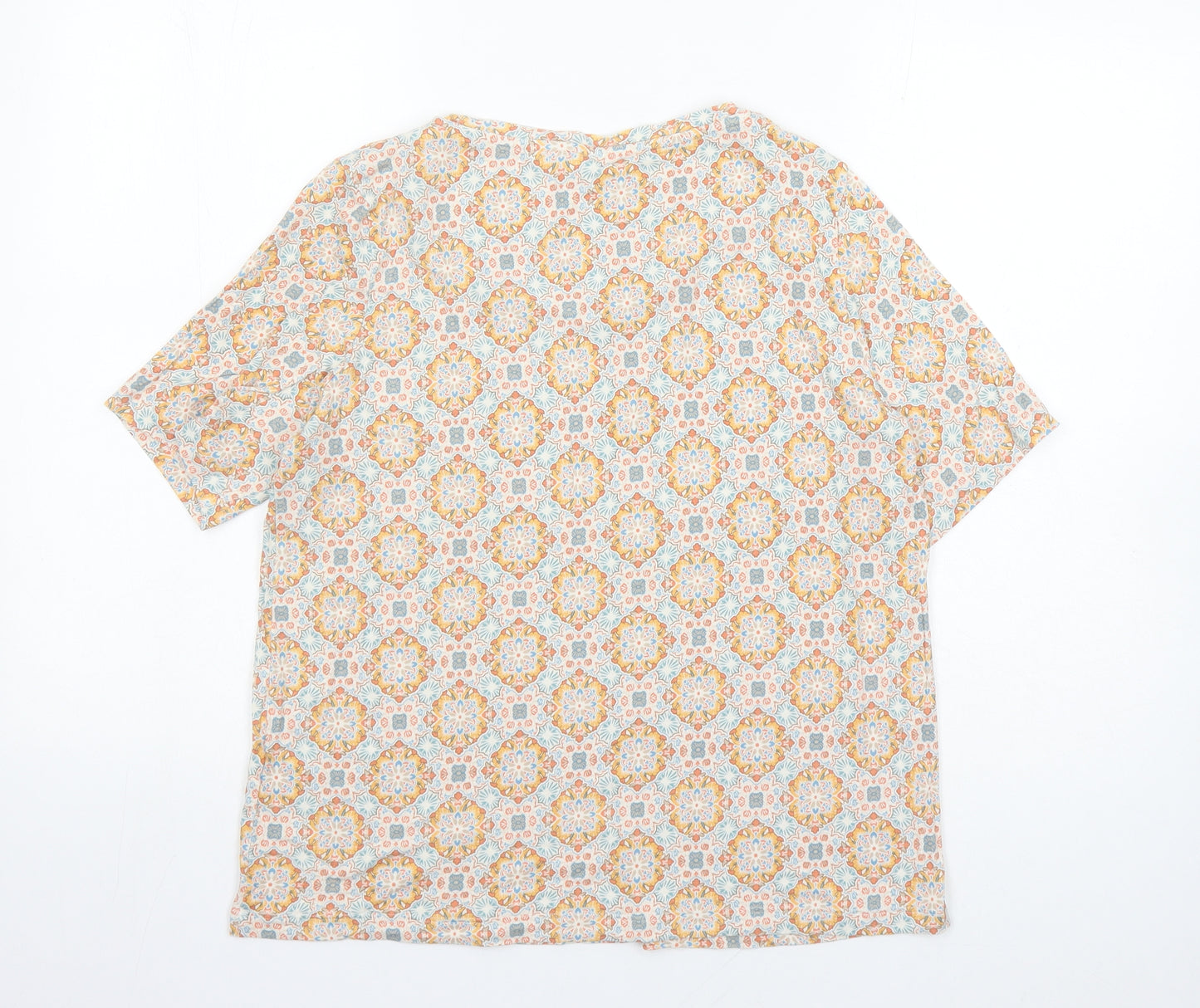 Classic Womens Multicoloured Geometric Viscose Basic T-Shirt Size 14 Round Neck