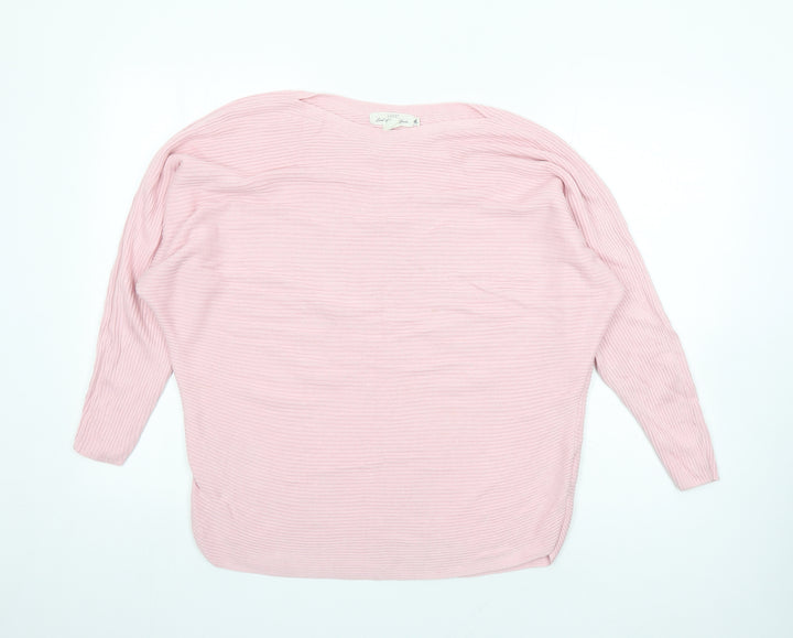 H&M Womens Pink Boat Neck Cotton Pullover Jumper Size XS - Oversized