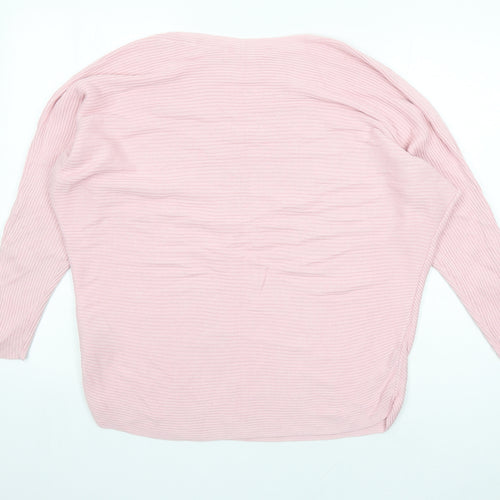 H&M Womens Pink Boat Neck Cotton Pullover Jumper Size XS - Oversized
