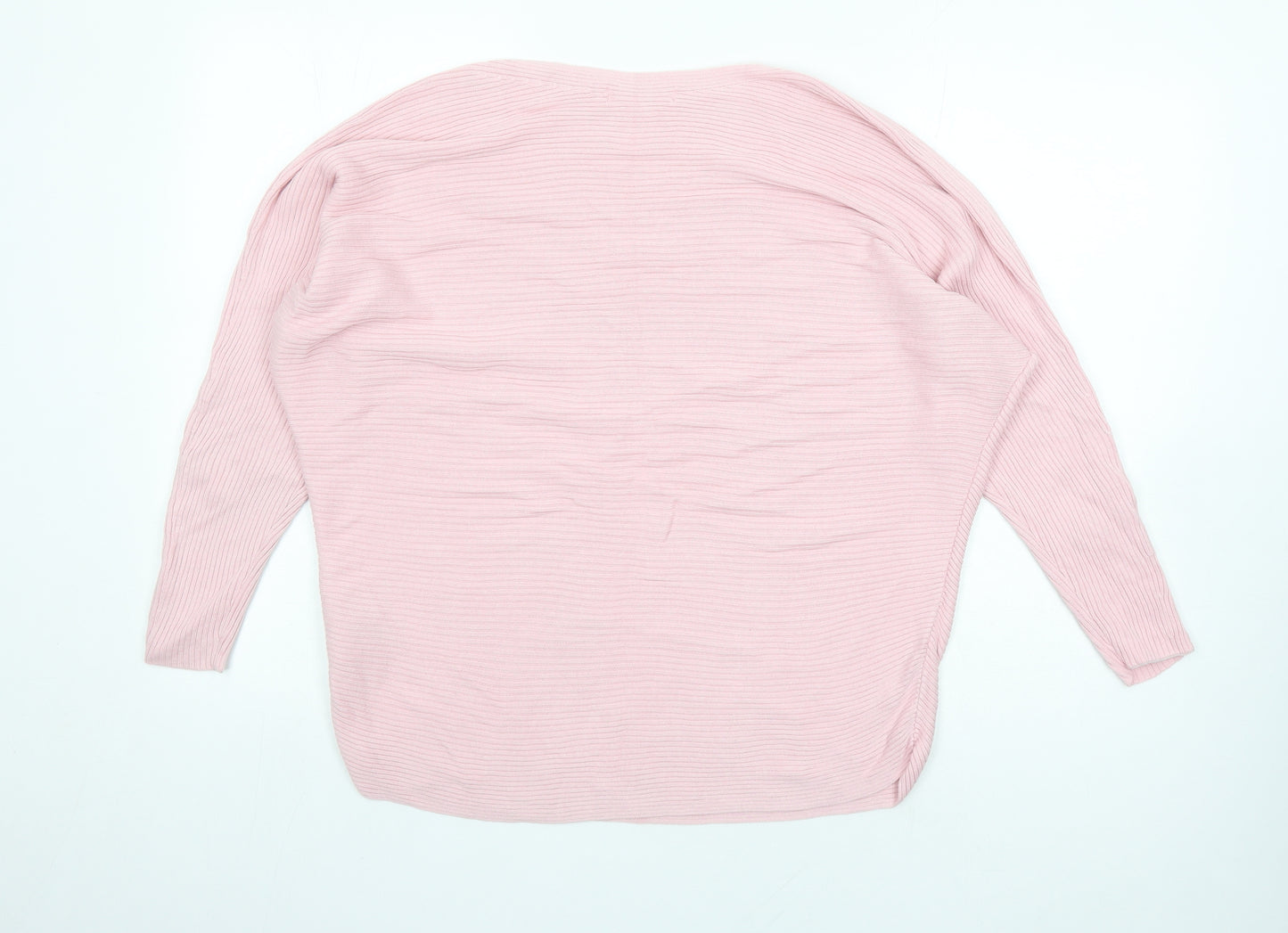 H&M Womens Pink Boat Neck Cotton Pullover Jumper Size XS - Oversized