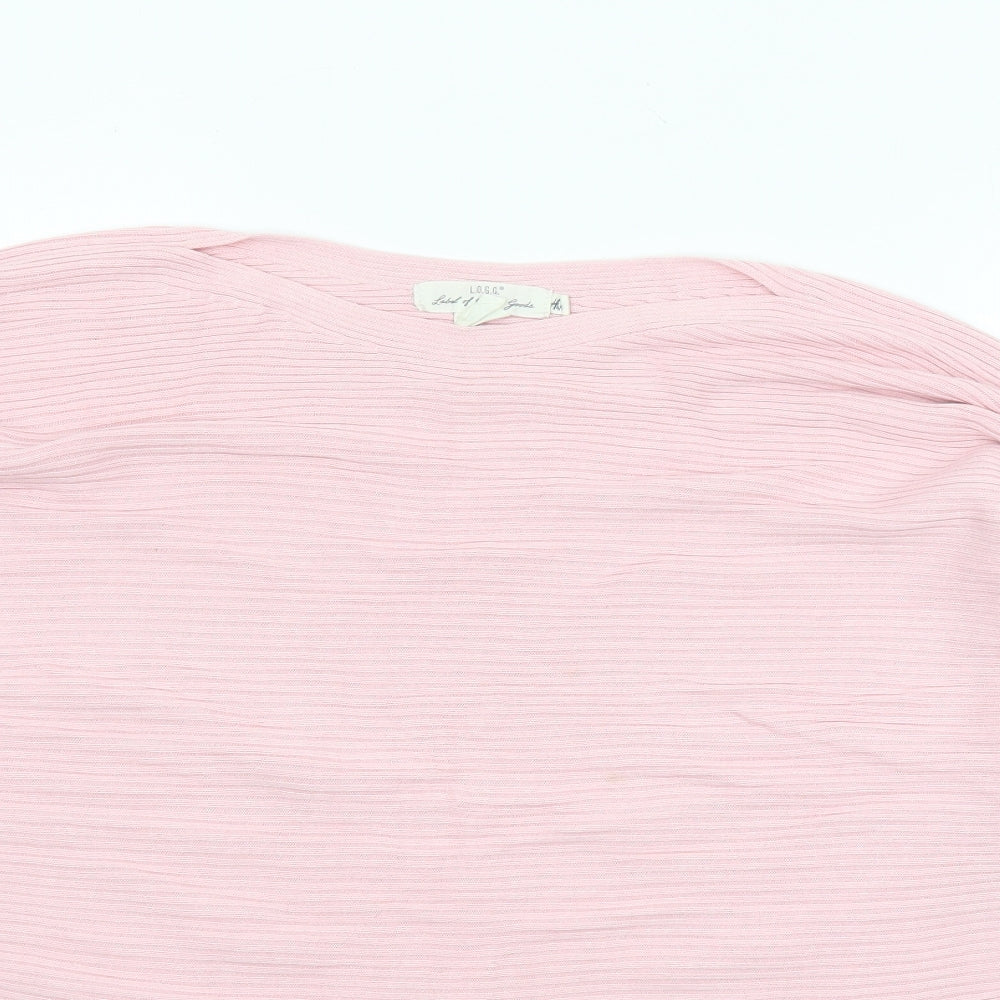 H&M Womens Pink Boat Neck Cotton Pullover Jumper Size XS - Oversized