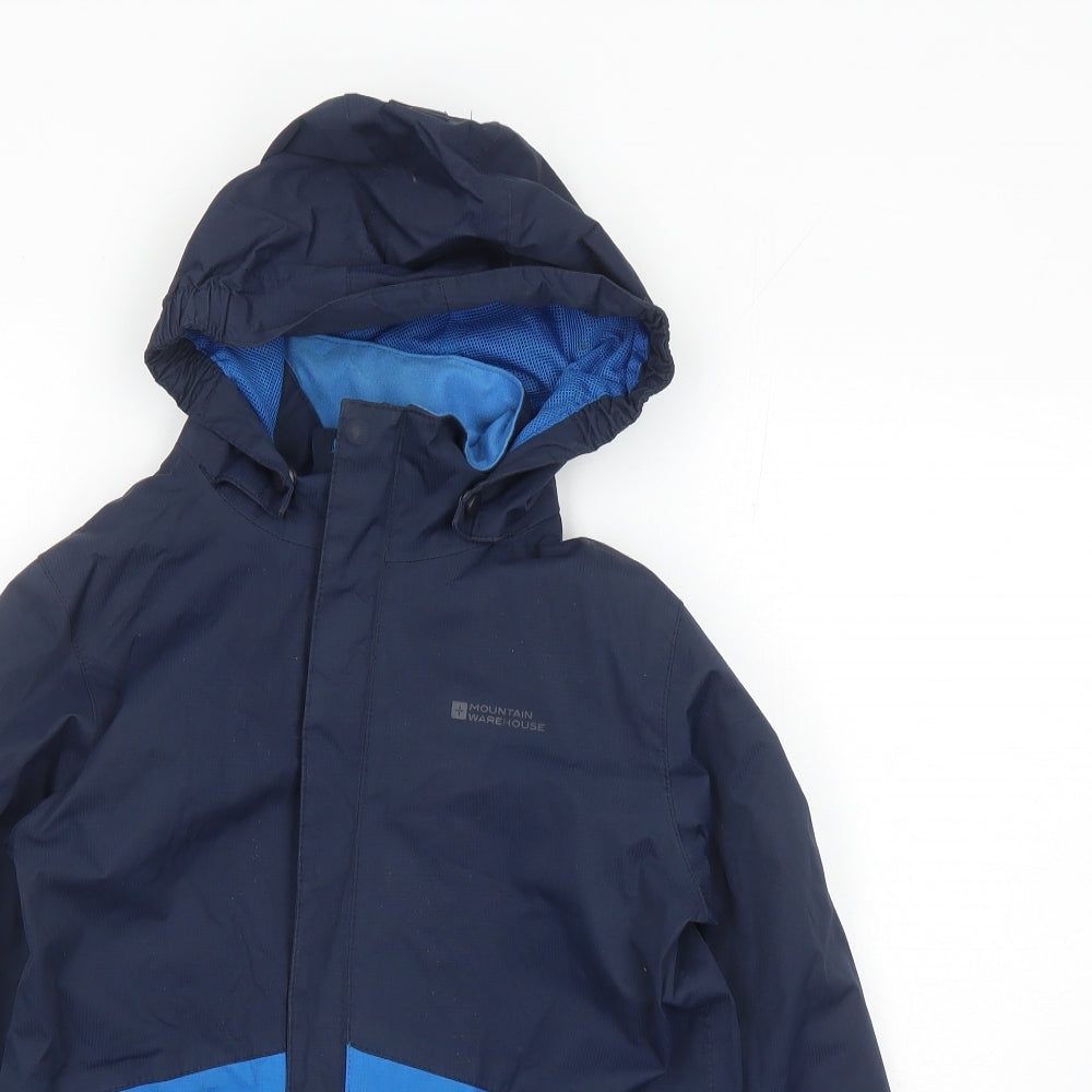 Mountain Warehouse Boys Blue Colourblock Rain Coat Coat Size 9-10 Years Zip