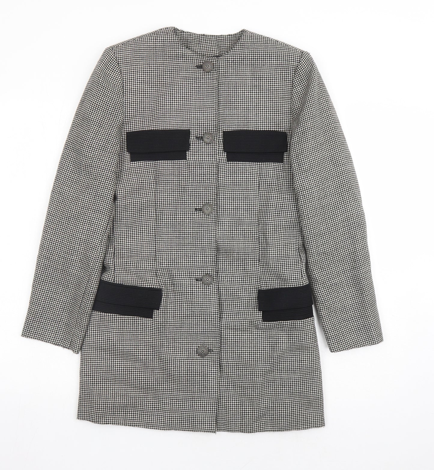 Versus Womens Black Geometric Polyester Jacket Blazer Size 12