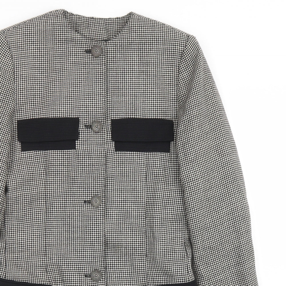 Versus Womens Black Geometric Polyester Jacket Blazer Size 12