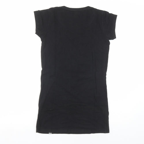 Bamboo Womens Black Bamboo Basic T-Shirt Size 10 Round Neck - Long line