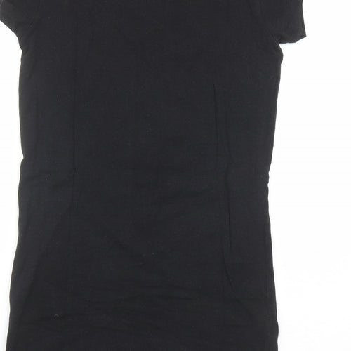 Bamboo Womens Black Bamboo Basic T-Shirt Size 10 Round Neck - Long line