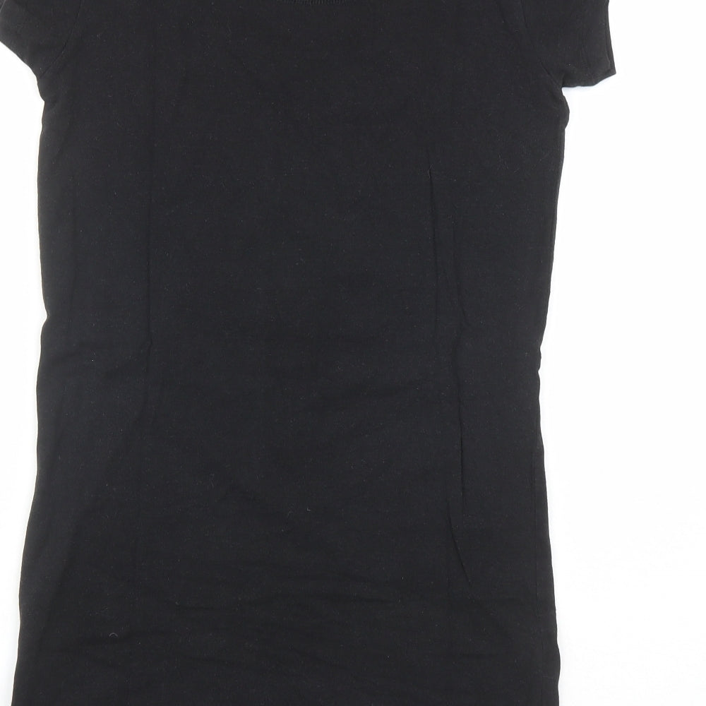 Bamboo Womens Black Bamboo Basic T-Shirt Size 10 Round Neck - Long line