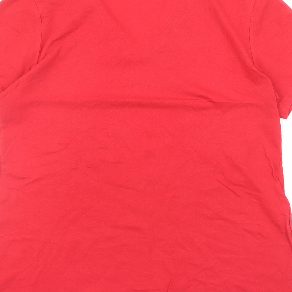 Time and Tru Womens Red Cotton Basic T-Shirt Size 8 V-Neck - Size 8-10