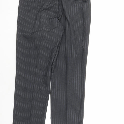 Yves Saint Laurent Mens Grey Striped Polyester Trousers Size 36 in L30 in Regular Zip
