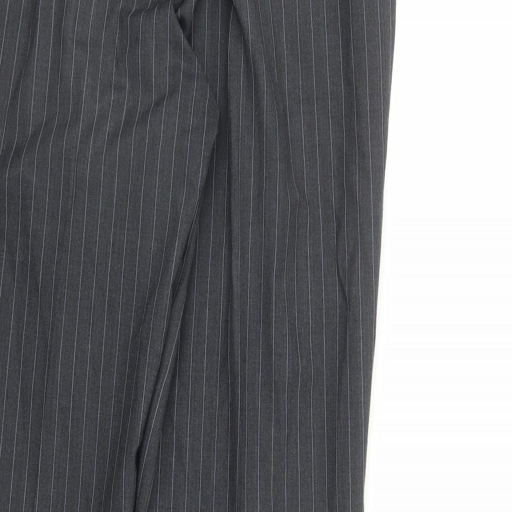 Yves Saint Laurent Mens Grey Striped Polyester Trousers Size 36 in L30 in Regular Zip